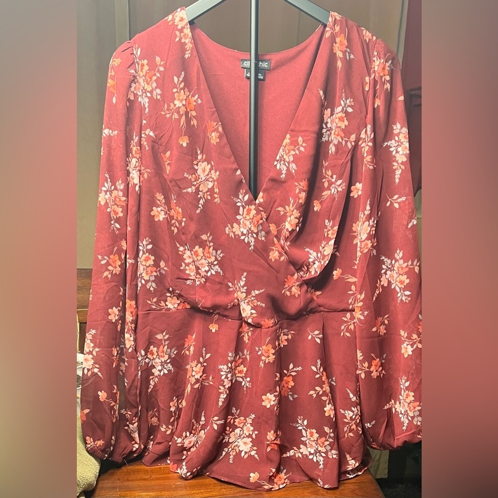 NWOT City Chic Floral Peplum Blouse Size 18 - Picture 13 of 13